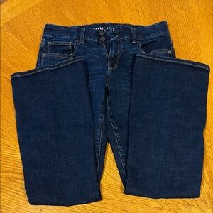 American Eagle Outfitters Women's Dark Blue Straight Leg Jeans